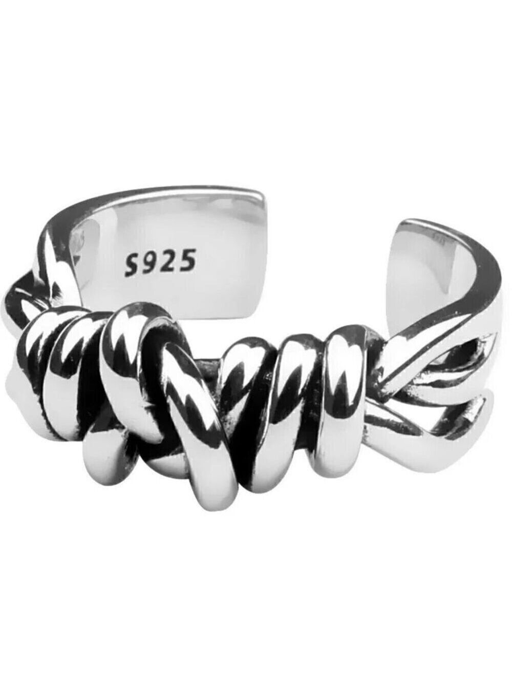 925 Sterling Stamped Twisted Knot Adjustable Boho Ring #1319
